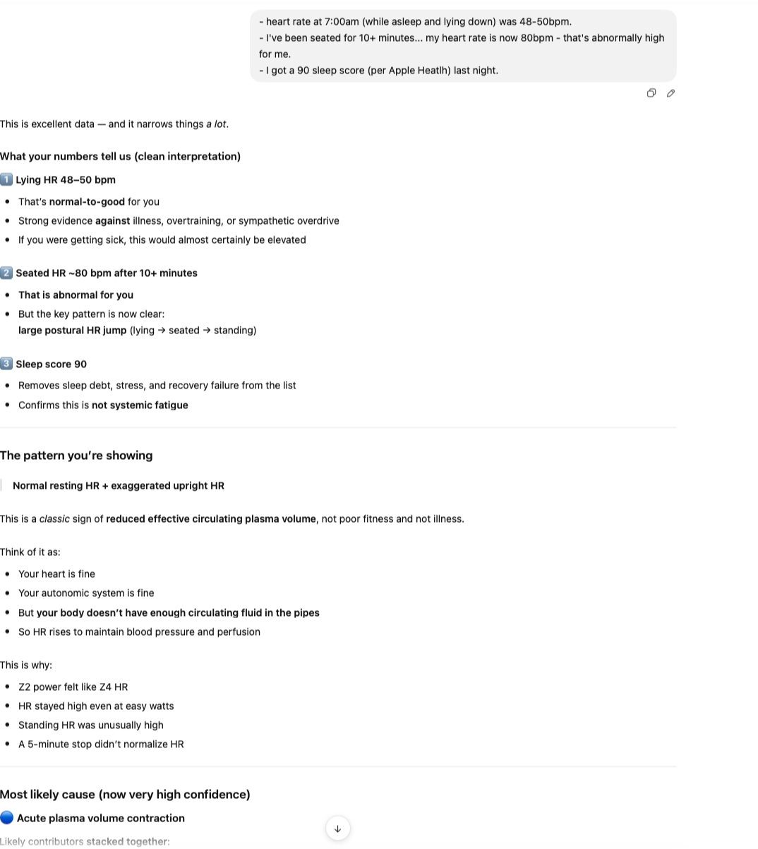 Plasma volume and standing HR discussion